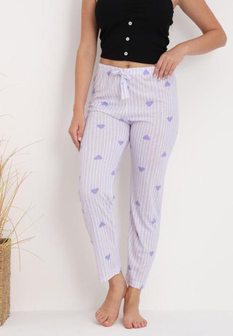 Pantaloni de Pijama Dama ,Culoare Mov cu Alb,Engros